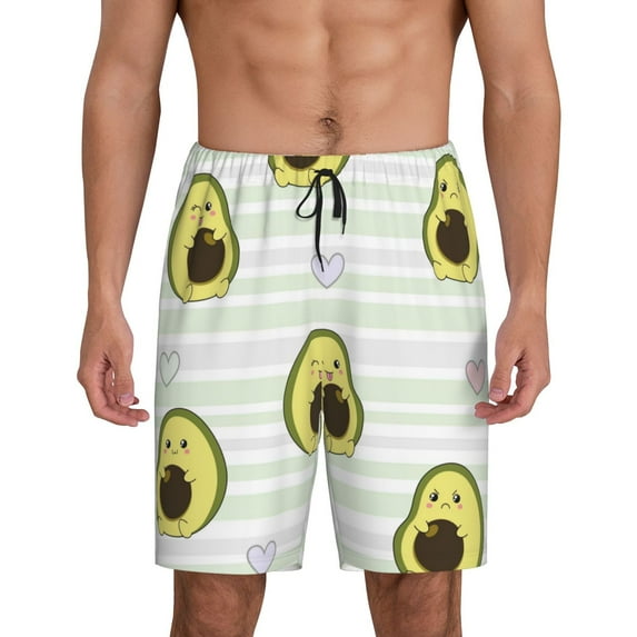 Kdxio Avocado of a Hear Print Mens Sleep Shorts Bottoms Soft Comfy Pajama Wear Pants with Drawstring Pockets