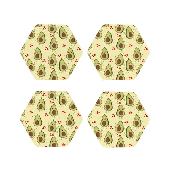 Kdxio Avocados And Hearts Funny Coasters,4 Pcs Leather Coasters,Housewarming Gifts,Protect Furniture from Water Marks Scratch and Damage