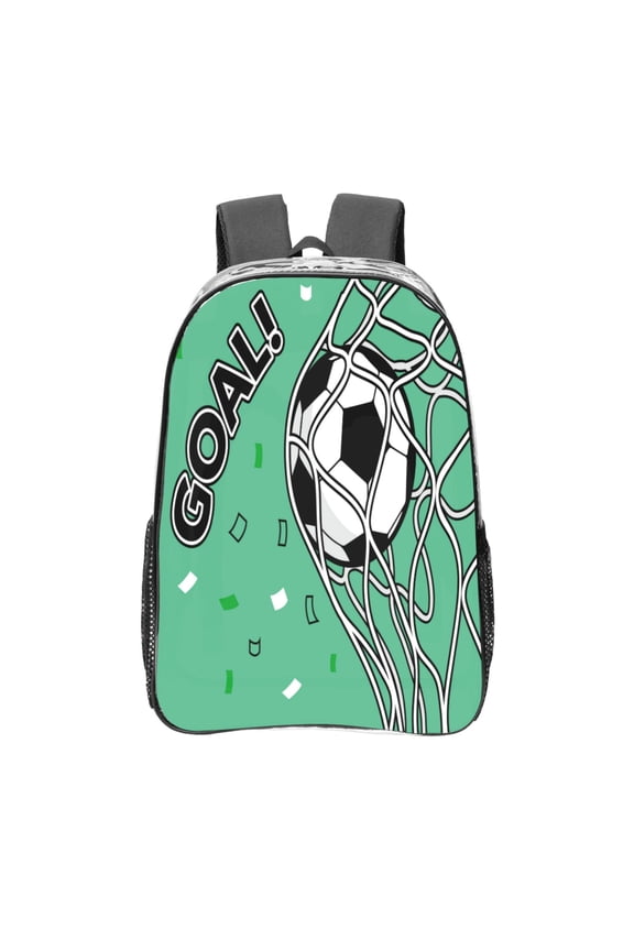 BALL INSIDE THE NET GOAL Clear Backpack, Transparent Bookbag for School for Women Men, Capacity Clear Bag for College, Travel