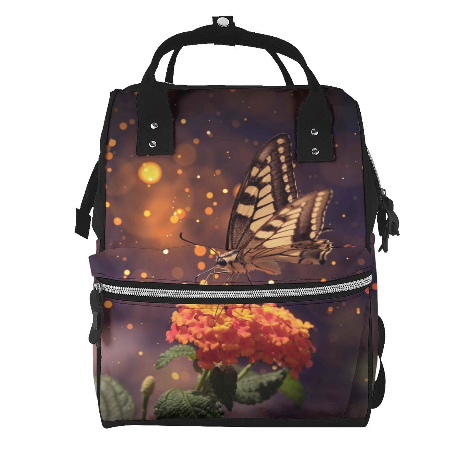 Kdxio Baby Diaper Backpack,Multi-Function Travel Backpack Nappy Bags,Nursing Bag, Fashion Mummy,Roomy Waterproof For Baby Care(Butterfly Sitting On A Flower)