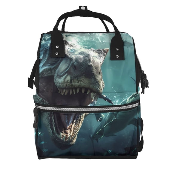 Kdxio Baby Diaper Backpack,Multi-Function Travel Backpack Nappy Bags,Nursing Bag, Fashion Mummy,Roomy Waterproof for Baby Care(Underwater Dinosaur Shark)