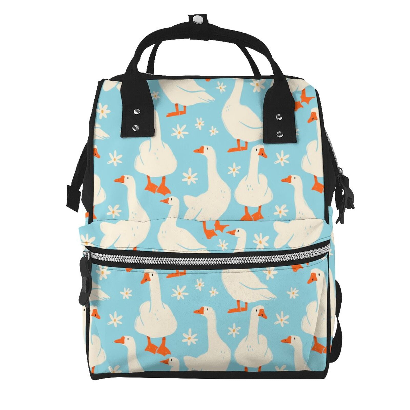 Kdxio Baby Diaper Backpack,Multi-Function Travel Backpack Nappy Bags,Nursing Bag, Fashion Mummy,Roomy Waterproof For Baby Care(White Geese And Flower)