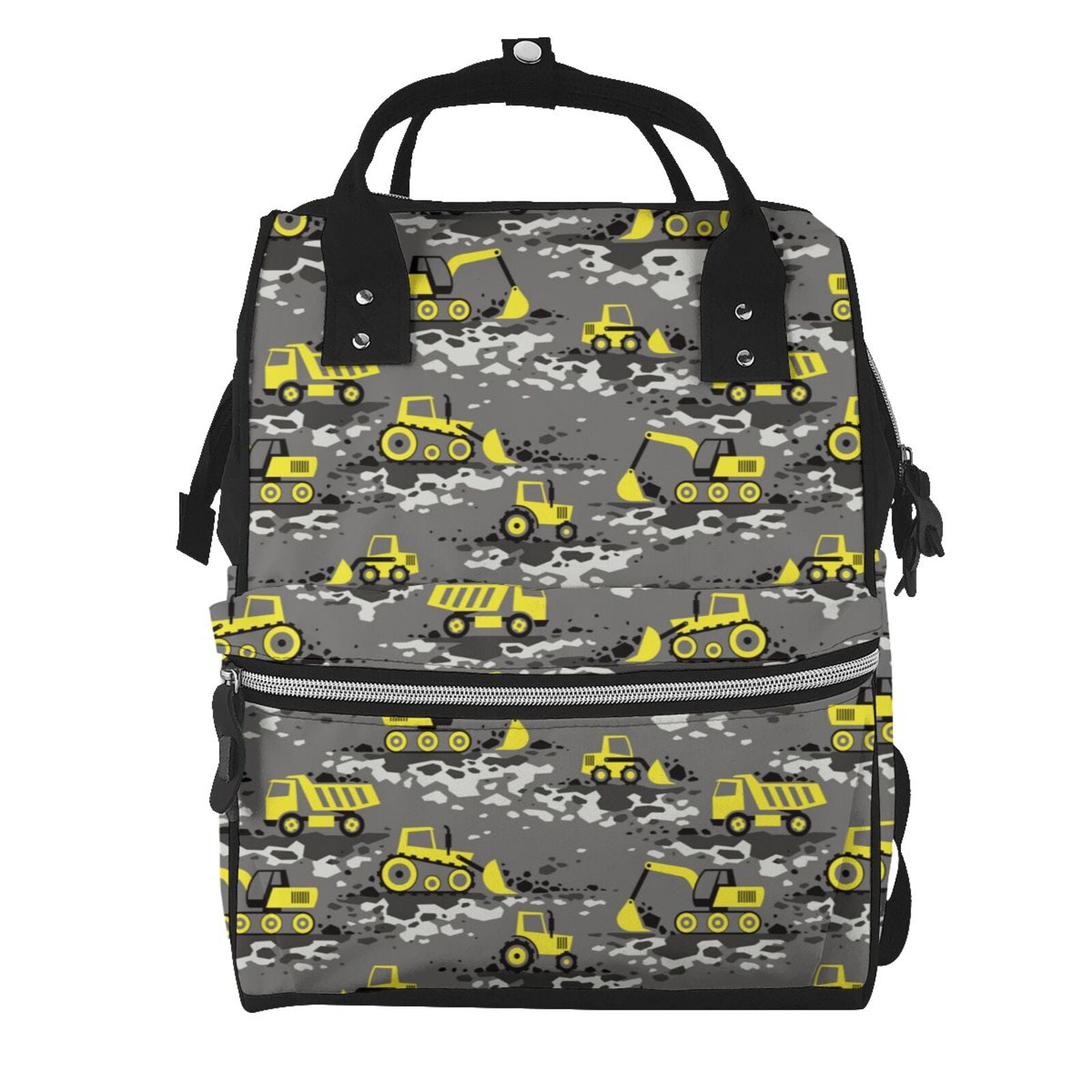 Kdxio Baby Diaper Backpack,Multi-Function Travel Backpack Nappy Bags,Nursing Bag, Fashion Mummy,Roomy Waterproof for Baby Care(Modern Yellow Excavator)