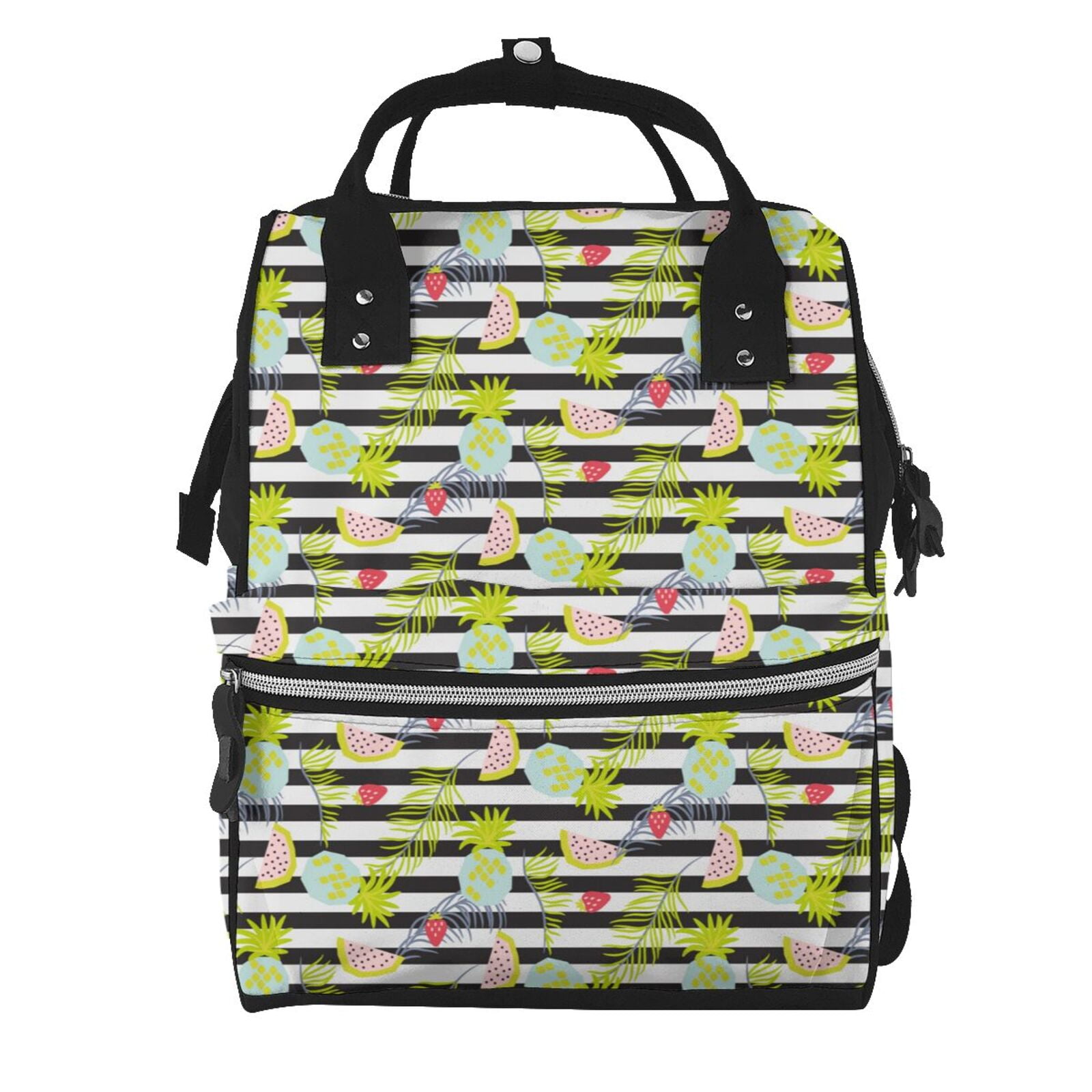 Kdxio Baby Diaper Backpack,Multi-Function Travel Backpack Nappy Bags,Nursing Bag, Fashion Mummy,Roomy Waterproof for Baby Care(Striped With Palm Tree Branches)