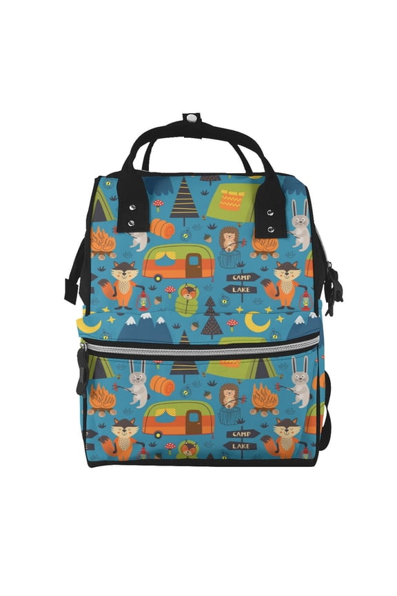 Baby Diaper Backpack,Multi-Function Travel Backpack Nappy Bags,Nursing Bag, Fashion Mummy,Roomy Waterproof for Baby Care(Animals In Camping)