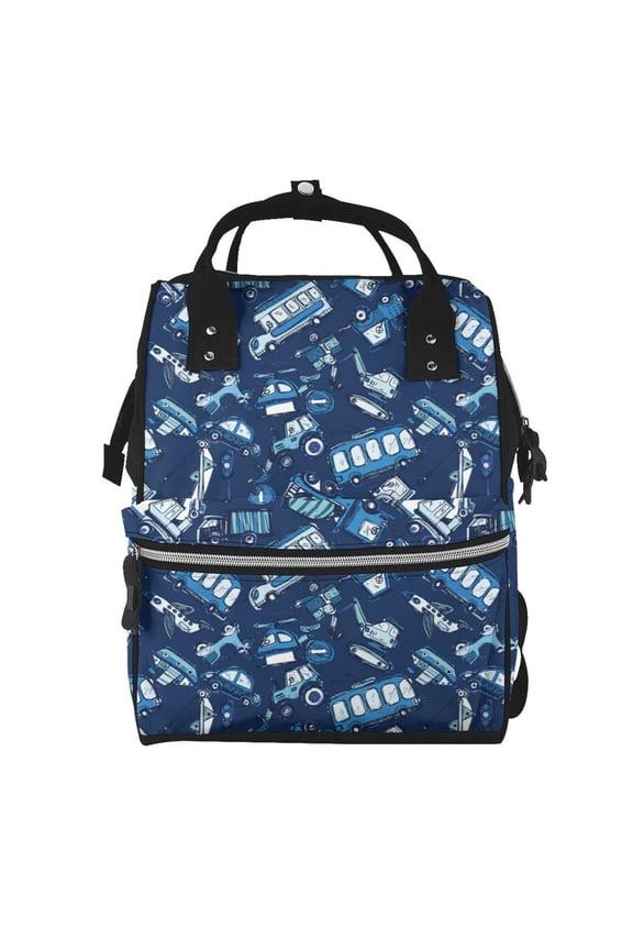 Baby Diaper Backpack,Multi-Function Travel Backpack Nappy Bags,Nursing Bag, Fashion Mummy,Roomy Waterproof for Baby Care(Blue Bus)
