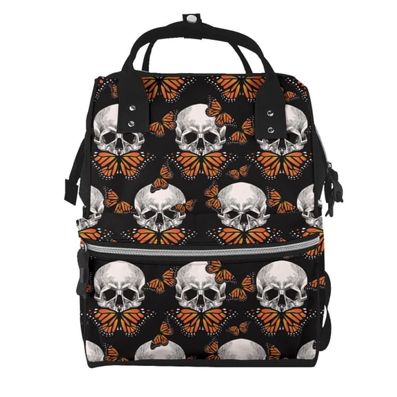 Kdxio Baby Diaper Backpack,Multi-Function Travel Backpack Nappy Bags,Nursing Bag, Fashion Mummy,Roomy Waterproof for Baby Care(Butterfly Skull)