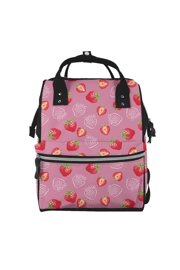 Baby Diaper Backpack,Multi-Function Travel Backpack Nappy Bags,Nursing Bag, Fashion Mummy,Roomy Waterproof for Baby Care(Cute Strawberry)