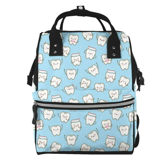 Kdxio Baby Diaper Backpack,Multi-Function Travel Backpack Nappy Bags,Nursing Bag, Fashion Mummy,Roomy Waterproof for Baby Care(Cute Teeth)