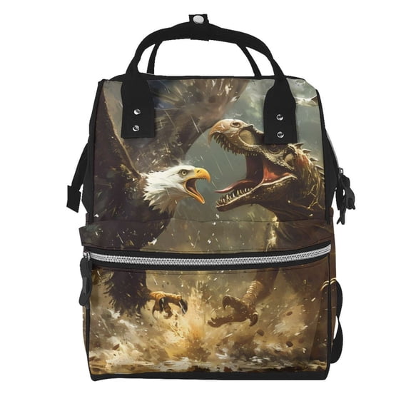 Kdxio Baby Diaper Backpack,Multi-Function Travel Backpack Nappy Bags,Nursing Bag, Fashion Mummy,Roomy Waterproof for Baby Care(Dinosaur Bald Eagle)