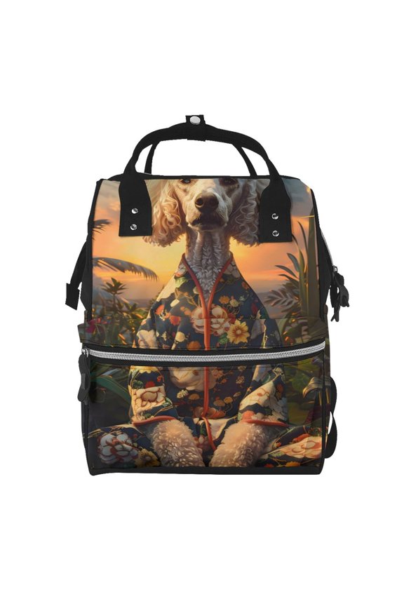 Baby Diaper Backpack,Multi-Function Travel Backpack Nappy Bags,Nursing Bag, Fashion Mummy,Roomy Waterproof for Baby Care(Flower Field Poodle)