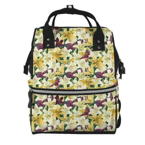 Kdxio Baby Diaper Backpack,Multi-Function Travel Backpack Nappy Bags,Nursing Bag, Fashion Mummy,Roomy Waterproof for Baby Care(Lilies Flowers)