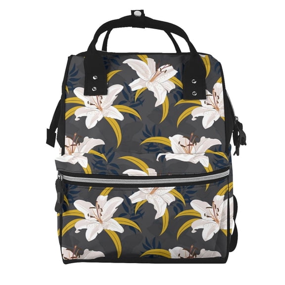 Kdxio Baby Diaper Backpack,Multi-Function Travel Backpack Nappy Bags,Nursing Bag, Fashion Mummy,Roomy Waterproof for Baby Care(Lilies Flowers)