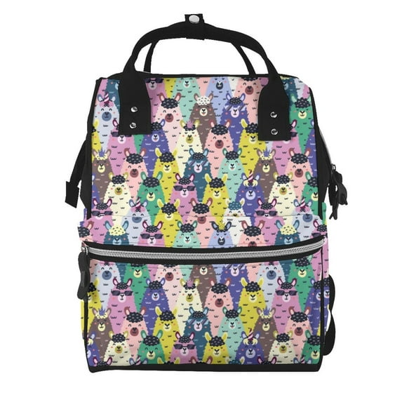 Kdxio Baby Diaper Backpack,Multi-Function Travel Backpack Nappy Bags,Nursing Bag, Fashion Mummy,Roomy Waterproof for Baby Care(Llamas Colorful)