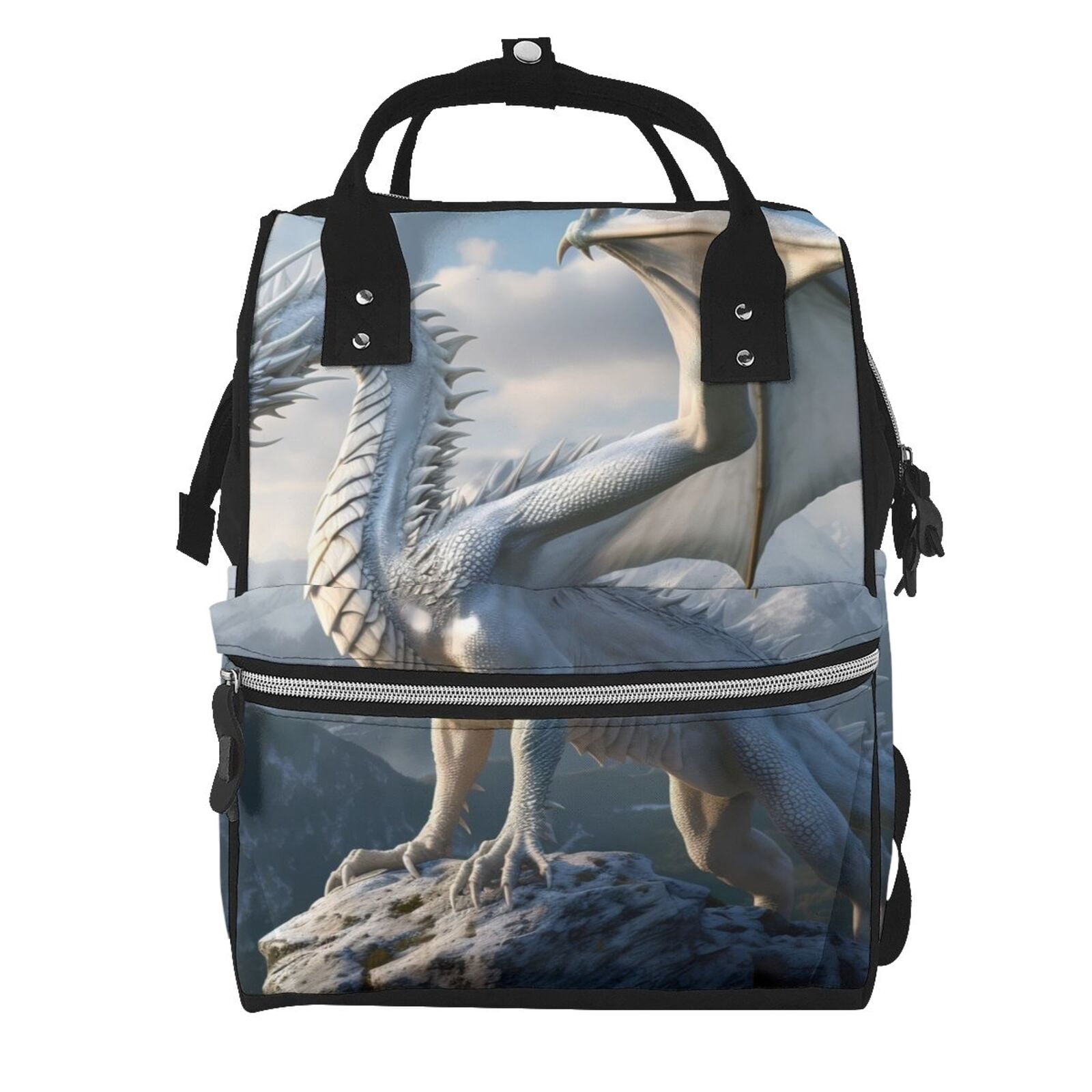 Kdxio Baby Diaper Backpack,Multi-Function Travel Backpack Nappy Bags,Nursing Bag, Fashion Mummy,Roomy Waterproof for Baby Care(Mountain White Dragon)