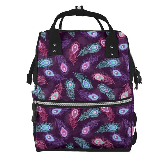 Kdxio Baby Diaper Backpack,Multi-Function Travel Backpack Nappy Bags,Nursing Bag, Fashion Mummy,Roomy Waterproof for Baby Care(Peacock Feathers3)