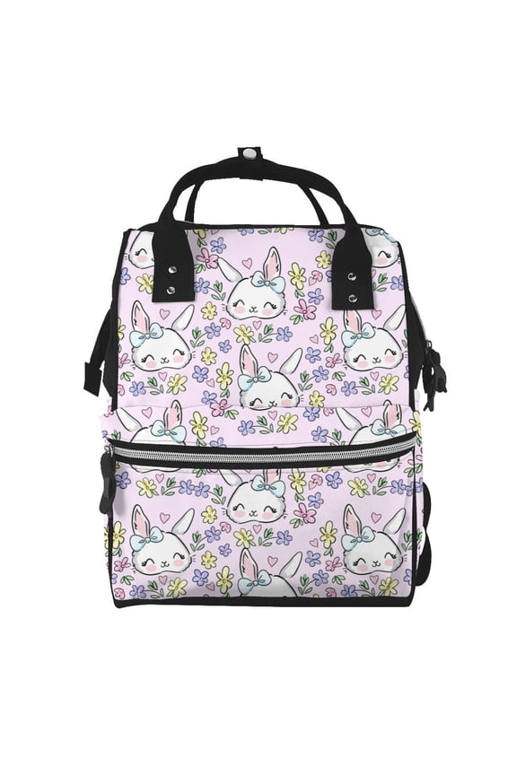 Baby Diaper Backpack,Multi-Function Travel Backpack Nappy Bags,Nursing Bag, Fashion Mummy,Roomy Waterproof for Baby Care(Purple Rabbit)