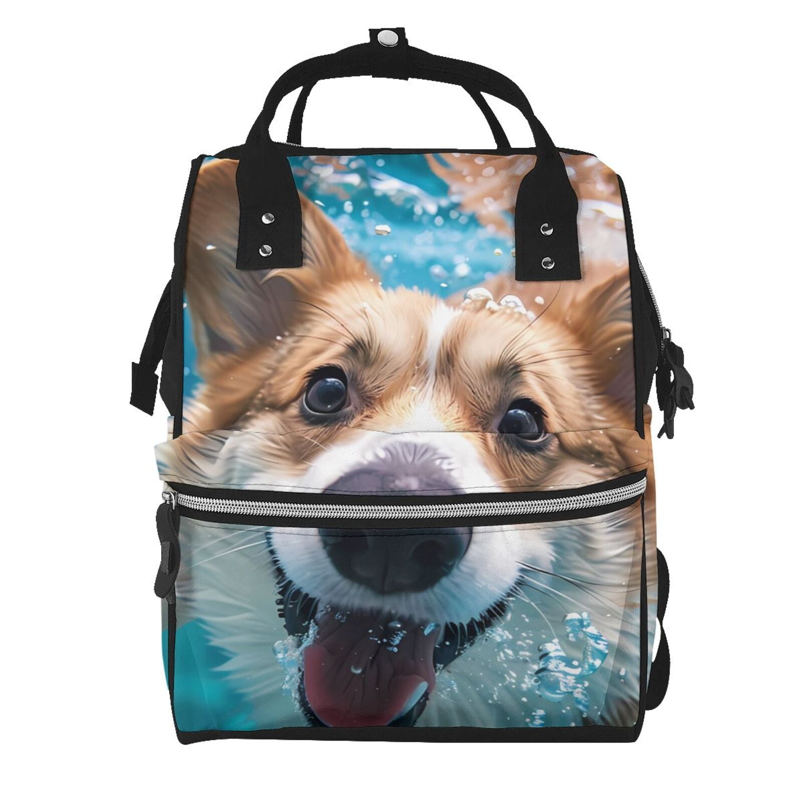 Kdxio Baby Diaper Backpack,Multi-Function Travel Backpack Nappy Bags,Nursing Bag, Fashion Mummy,Roomy Waterproof for Baby Care(Sea Swimming Corgi)