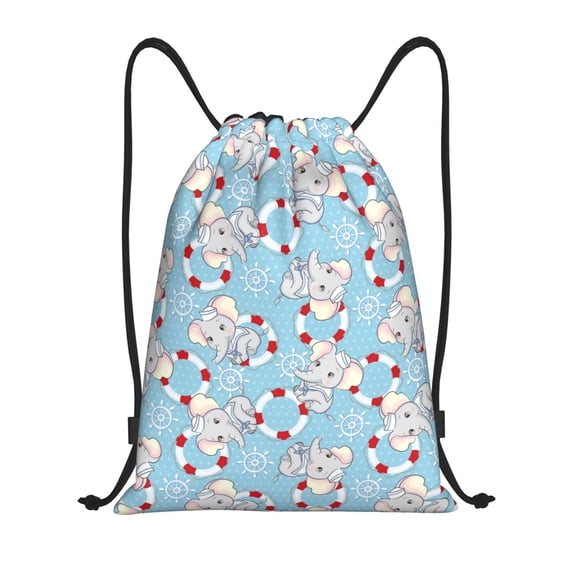 Kdxio Baby Elephant Print Drawstring Backpack Bag,Waterproof Draw String Back Sack, Gym Drawstring Bags Swim Bag For Unisex