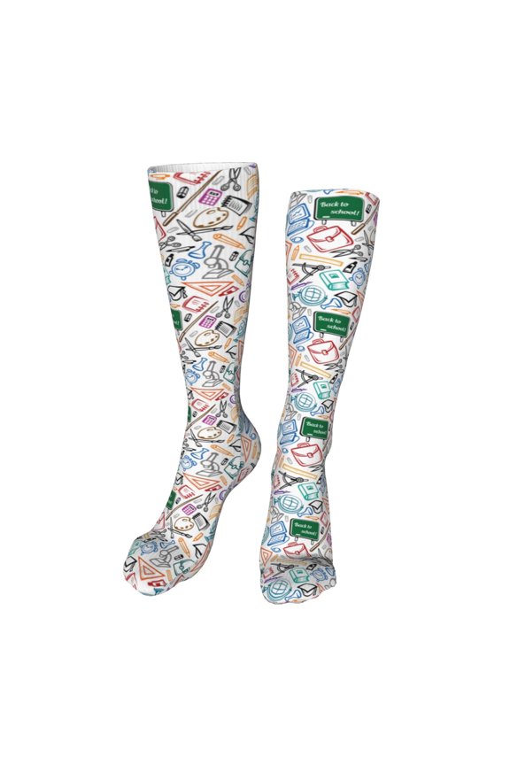 Back To School Funny Silky Novelty Funky Long Knee High Socks Soft 3D Print Cosplay Crazy Stockings for Men Women