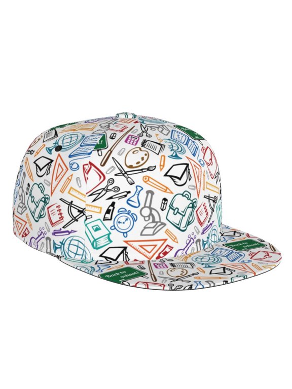 Back To School Print Snapback Hat for Men Women,Adjustable Baseball Cap