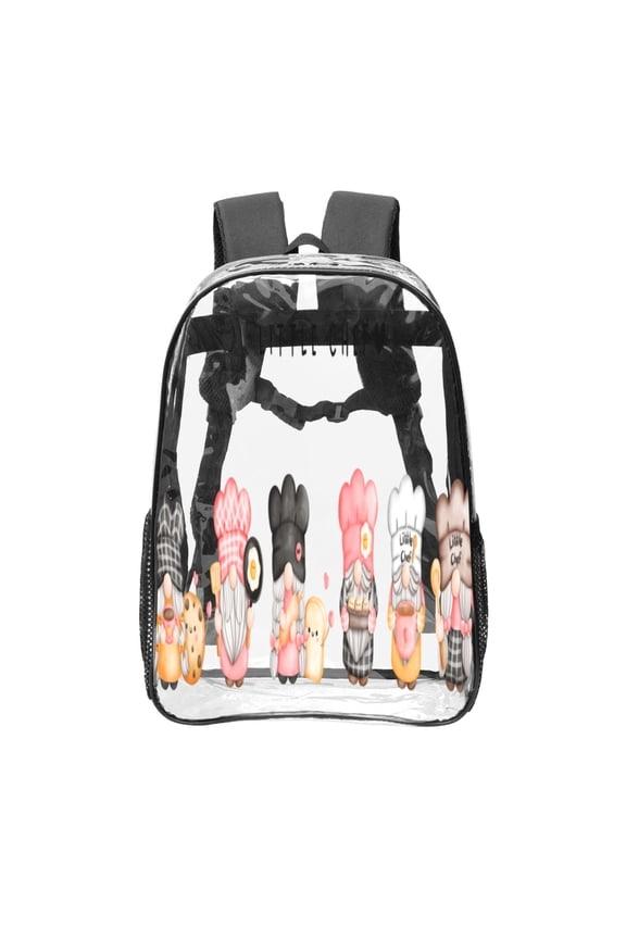 Baker Gnome Clear Backpack, Transparent Bookbag for School for Women Men, Capacity Clear Bag for College, Travel