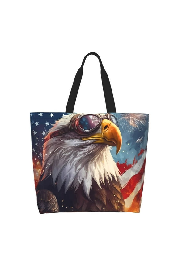 Bald Eagle Pilot Casual Tote Bags Women Big Capacity Shoulder Bag for Women Travel Shoulder Bags Handbags