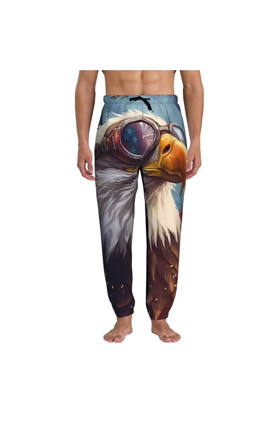 Bald Eagle Pilot Pattern Joggers,Sweatpants for Men with Pockets-Large