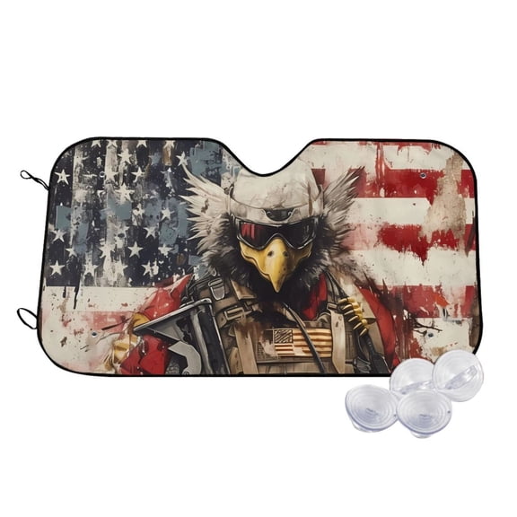 Kdxio Bald Eagle Soldier Print Windshield Sun Shade,UV Rays and Sun Heat Protection,Sunshade for Car Windshield,Car Shade Front Windshield -