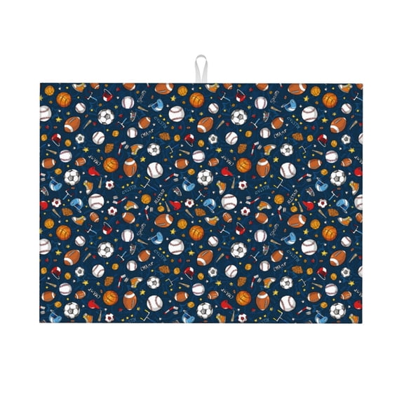 Kdxio Ball Sports for Dish Drying Mat,24*18 inch Absorbent Dish Drainer Kitchen Counter,Large Size Dish Drying Pad for Countertops,Draining Racks