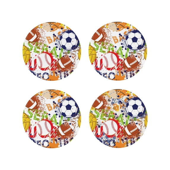 Kdxio Balls Funny Coasters,4 Pcs Leather Coasters,Housewarming Gifts,Protect Furniture From Water Marks Scratch And Damage