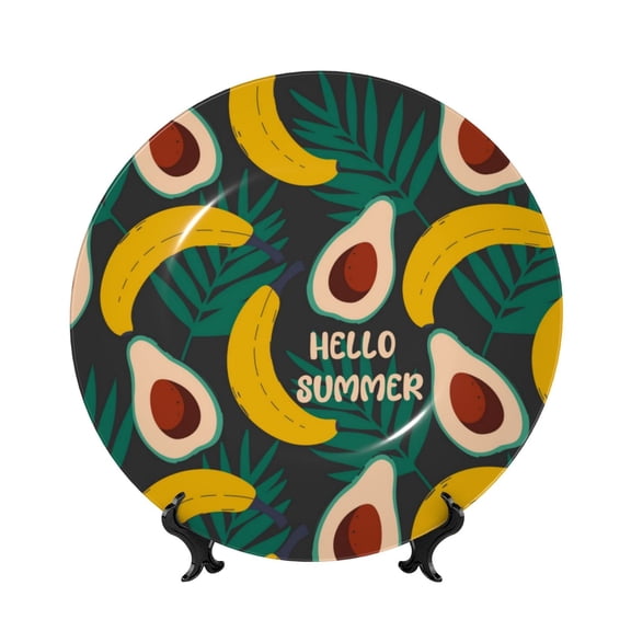Kdxio Banana And Avocado Bone China Decorative Plate Ceramic Decorative Plate for Home Office Wall Stand Decorative Plates for Home Bedroom-6in