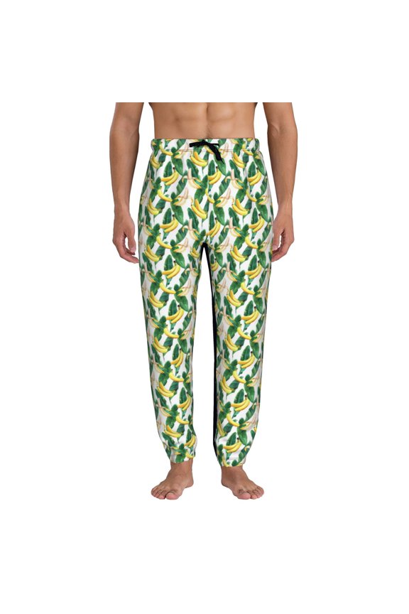 Banana Tree Leaves Pattern Joggers,Sweatpants for Men with Pockets-Large