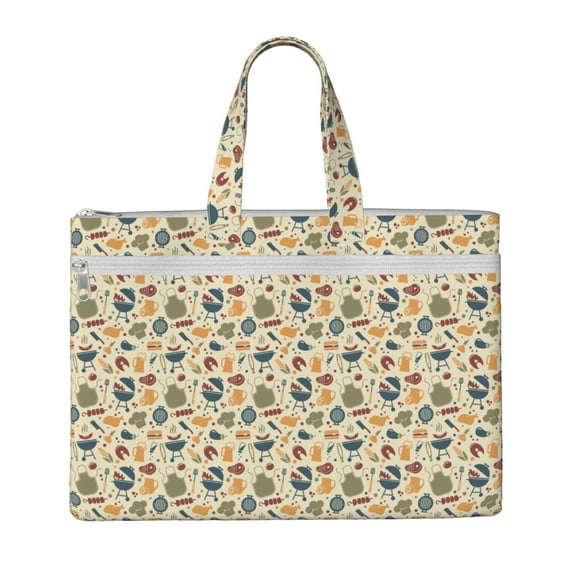 Kdxio Barbecue And Grill File Tote Document Bag Business Briefcase Bag Document Organizer Tote Briefcase for Letter A4 Files Business Teacher Office Bag