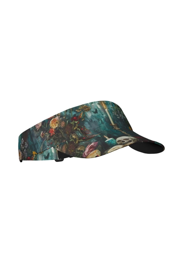 Baroque Floral Still Life Print Sun Visor Hat Golf Visor Adjustable Velcro Outdoor Sports Cap for Men Women