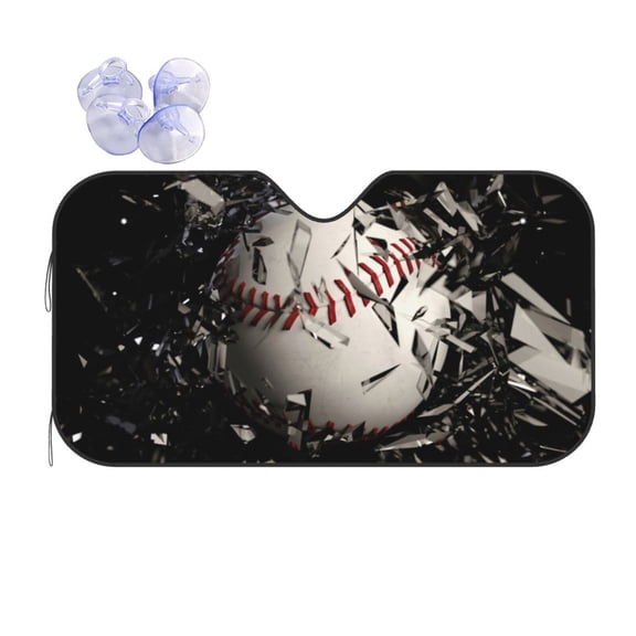 Kdxio Baseball Breaking Glass Print Front Windshield Sun Shade,Folding Auto Sunshade for Car Truck SUV-Small