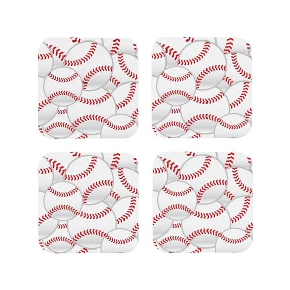 Kdxio Baseballs Funny Coasters,4 Pcs Leather Coasters,Housewarming Gifts,Protect Furniture From Water Marks Scratch And Damage