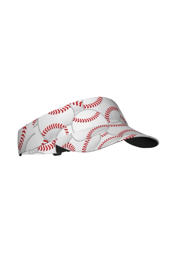 Baseballs Print Sun Visor Hat Golf Visor Adjustable Velcro Outdoor Sports Cap For Men Women