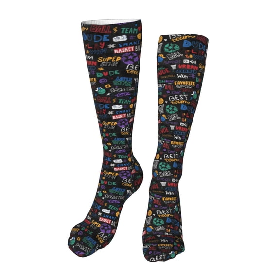 Kdxio Basketball Funny Silky Novelty Funky Long Knee High Socks Soft 3D Print Cosplay Crazy Stockings for Men Women