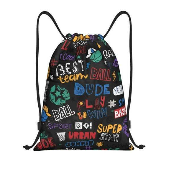 Kdxio Basketball Print Drawstring Backpack Bag,Waterproof Draw String Back Sack, Gym Drawstring Bags Swim Bag For Unisex