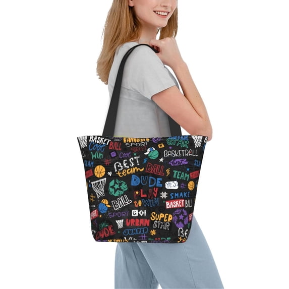 Kdxio Basketball Women Reusable Grocery Bags Foldable Ripstop,Reusable Shopping Bags for Shopping,Gym,Gift