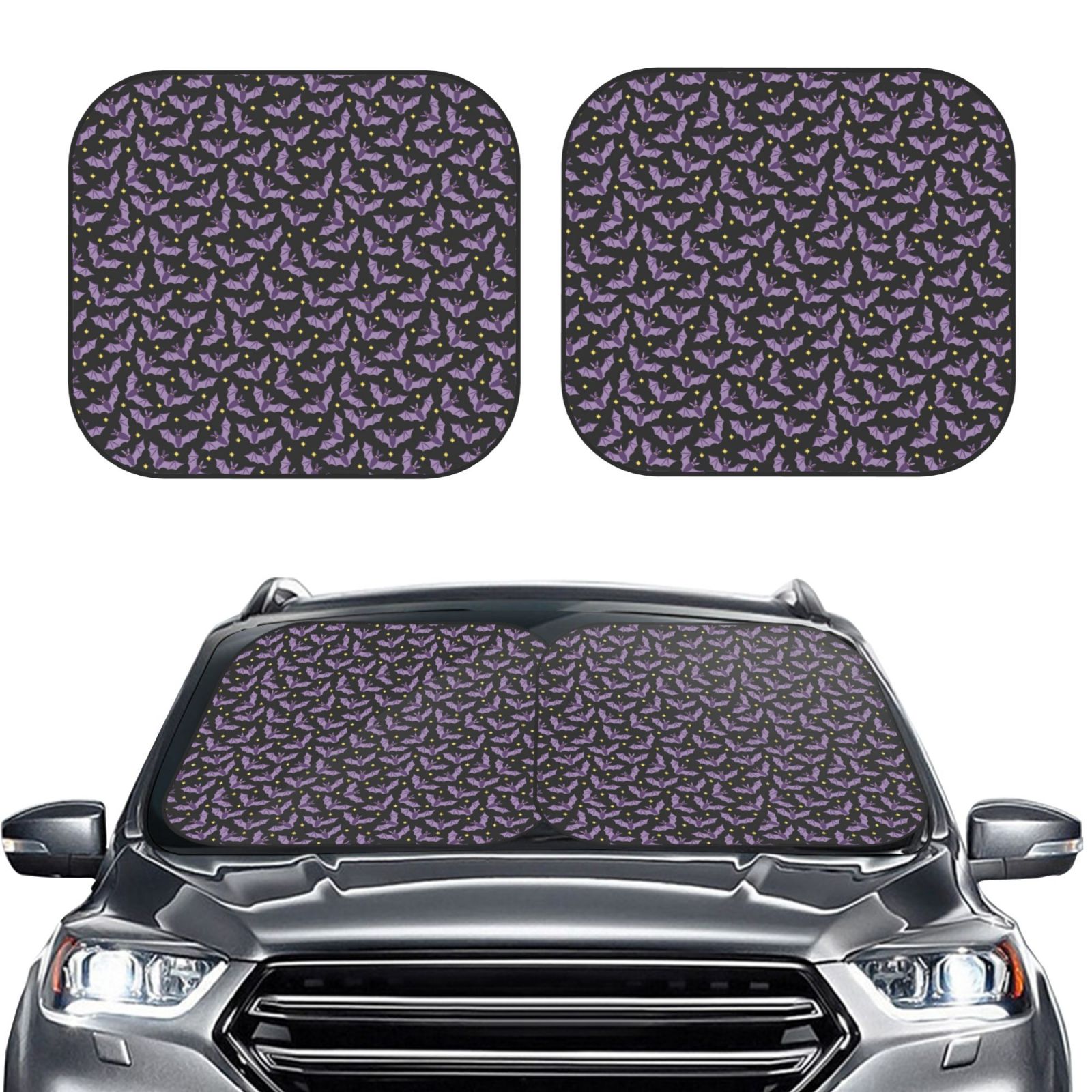 Kdxio Bat Purple Print 2-Piece Sun Shade Front Windshield - Foldable ...