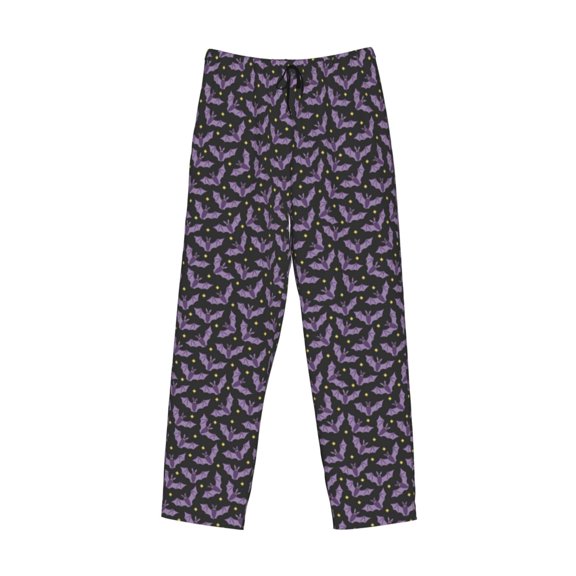 Kdxio Bat Purple Print Men's Sleep Pajama Pant Lounge Pants with Pockets
