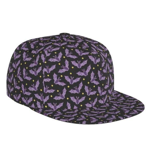 Kdxio Bat Purple Print Snapback Hat for Men Women,Adjustable Baseball Cap