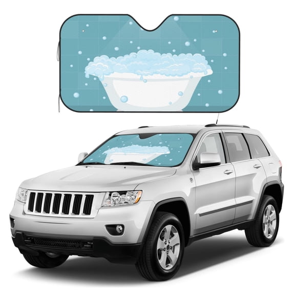 Kdxio Bathtub with Soap Bubbles Print Windshield Sun Shade, Foldable Sun Blocker for Car,Truck,SUV Automotive Interior Sun Protection,Reflective Shade for Front Windshield(Small)