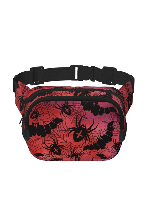 Bats And Spiders Crossbody Double Layer Waist Bag Belt Bag for Unisex Fanny Pack Fashion Waist Packs for Hiking Running Shopping Traveling
