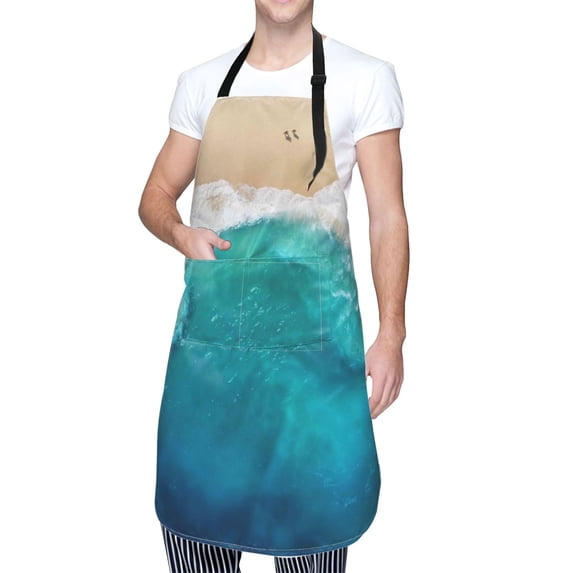 Kdxio Beach Apron with Pockets Adjustable Kitchen Aprons for Men Women Waterproof Aprons for Cooking,Drawing,Crafting, Baking Household Cleaning