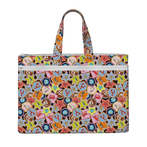 Kdxio Beach Life File Tote Document Bag Business Briefcase Bag Document Organizer Tote Briefcase for Letter A4 Files Business Teacher Office Bag