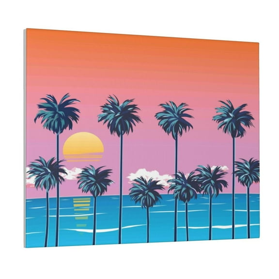 Kdxio Beach with Palm Trees Pattern Canvas Wall Art for Living Room Wall Decor for Bedroom Bathroom Modern Framed Canvas Art Prints Ready to Hang,Horizontal