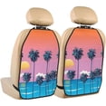 thumbnail image 1 of Kdxio Beach with Palm Trees Print 2 Pack Car Kick Mat Seat Cover Back Protector Mat with Pockets for Organizer Backseat Protector and Storage Anti Kick Pad for Vehicles, 1 of 1